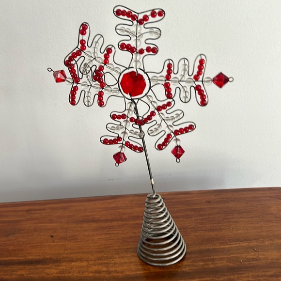 Restoration Hardware Red and Clear Beaded Tree Topper - Picture 2 of 7